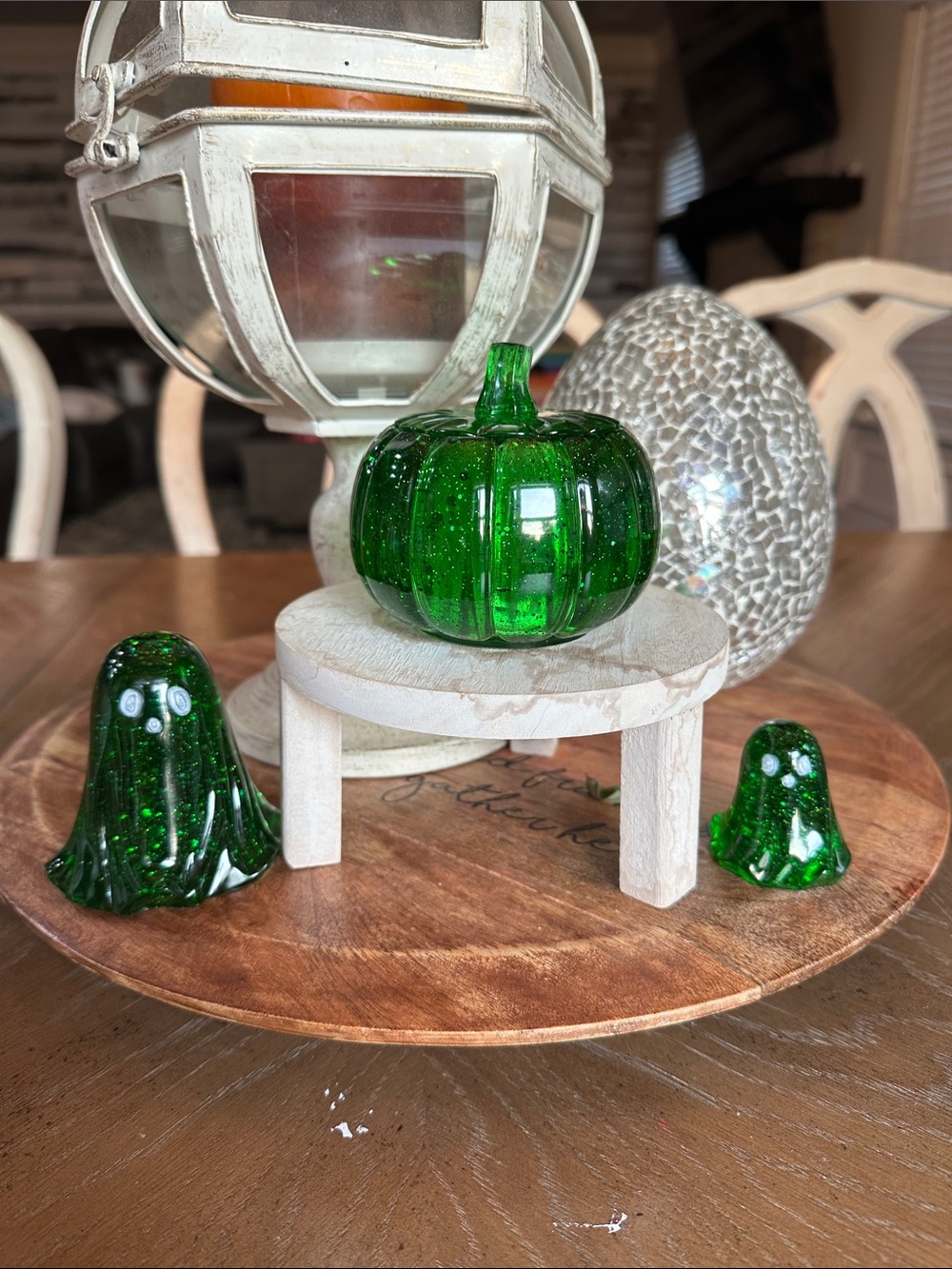 Green resin Pumpkin & Ghost Figurine Set - Home Accents